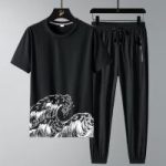 Sportswear Casual O-neck T-shirts + Pants Tracksuit Set - Image 2
