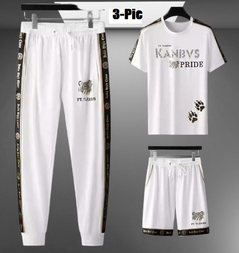 1719338372_L_1.jpg Premium Quality Stylist Printed Half Sleeve T-Shirt & Full pant,Half pant ( Set )for Men - Image 1