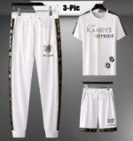 Premium Quality Stylist Printed Half Sleeve T-Shirt & Full pant,Half pant ( Set )for Men - Image 2