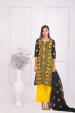 পিওর এসি কটন কাপড়ের সেমি স্টিচ থ্রী পিস