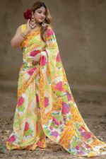 হাফ সিল্ক স্কিন প্রিন্ট শাড়ি - Image 2