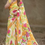 হাফ সিল্ক স্কিন প্রিন্ট শাড়ি