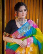 রংধনু আফসান প্রিন্টের হাফ সিল্ক শাড়ি - Image 2