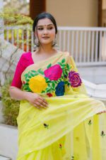 হাফ সিল্ক এমব্রয়ডারি শাড়ি। - Image 2