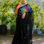 হাফ সিল্ক এমব্রয়ডারি শাড়ি।