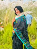 হাফ সিল্ক স্ক্রিন প্রিন্ট শাড়ি - Image 2