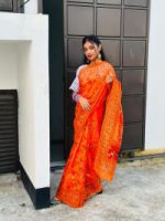 হাফ সিল্ক স্ক্রিন প্রিন্ট শাড়ি - Image 4