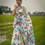 হাফ সিল্ক স্ক্রিন প্রিন্ট শাড়ি