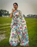 হাফ সিল্ক স্ক্রিন প্রিন্ট শাড়ি