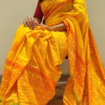 রেশম সিল্ক চুনরি ব্লক প্রিন্ট শাড়ি