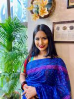 হাফ সিল্ক ব্লক প্রিন্ট শাড়ি ব্লাউজ পিস সহ - Image 2