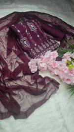 ইন্ডিয়ান আনস্টিচড  জর্জেট থ্রি পিস - Image 2