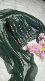 ইন্ডিয়ান আনস্টিচড  জর্জেট থ্রি পিস - Image 3
