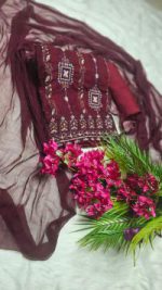 ইন্ডিয়ান আনস্টিচড  জর্জেট থ্রি পিস - Image 4