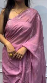 Chinigura Georgette Sequences Embroidery  Sharee - Image 3
