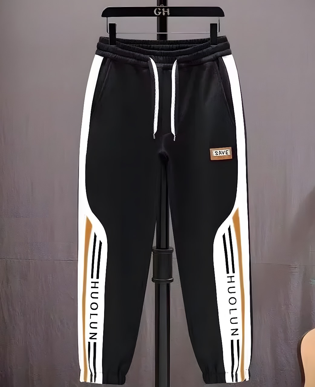 1746283261_L_2.jpg Black Cargo Stripe Sweatpants Joggers - Image 1