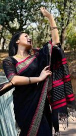 Half silk sharee with blause pcs - Image 2