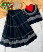 Georgette Embroidery Sharee with Blouse Piece - Image 3