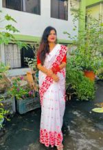 Half silk block print sharee - Image 3