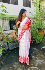 Half silk block print sharee - Image 4