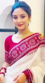 Skin Print Half Silk Sharee with Blouse Piece - Image 4