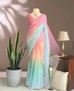 Elegant Lace Work Georgette Saree - Image 4