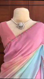 Elegant Lace Work Georgette Saree - Image 2
