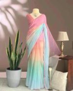 Elegant Lace Work Georgette Saree - Image 3