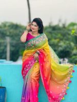 Japani silk saree with blause pcs - Image 2