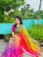 Japani silk saree with blause pcs - Image 3