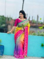 Japani silk saree with blause pcs - Image 4
