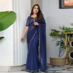 Semi Moslin Sharee with Blouse Piece - Image 4