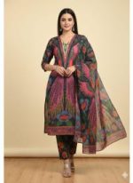 Ready Made Pure dubai silk  Digital  Print Three Piece - Image 2