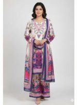Ready Made Pure dubai silk  Digital  Print Three Piece - Image 4