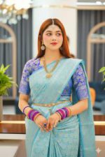 Silk Katan Saree with blause pcs - Image 2