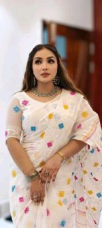 Half Silk Jamdani Print Saree - Image 2