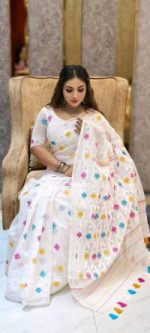 Half Silk Jamdani Print Saree - Image 4