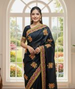 Premium Embroidery Semi Moslin Sharee