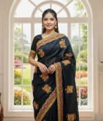 Premium Embroidery Semi Moslin Sharee - Image 2