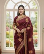 Premium Embroidery Semi Moslin Sharee - Image 4