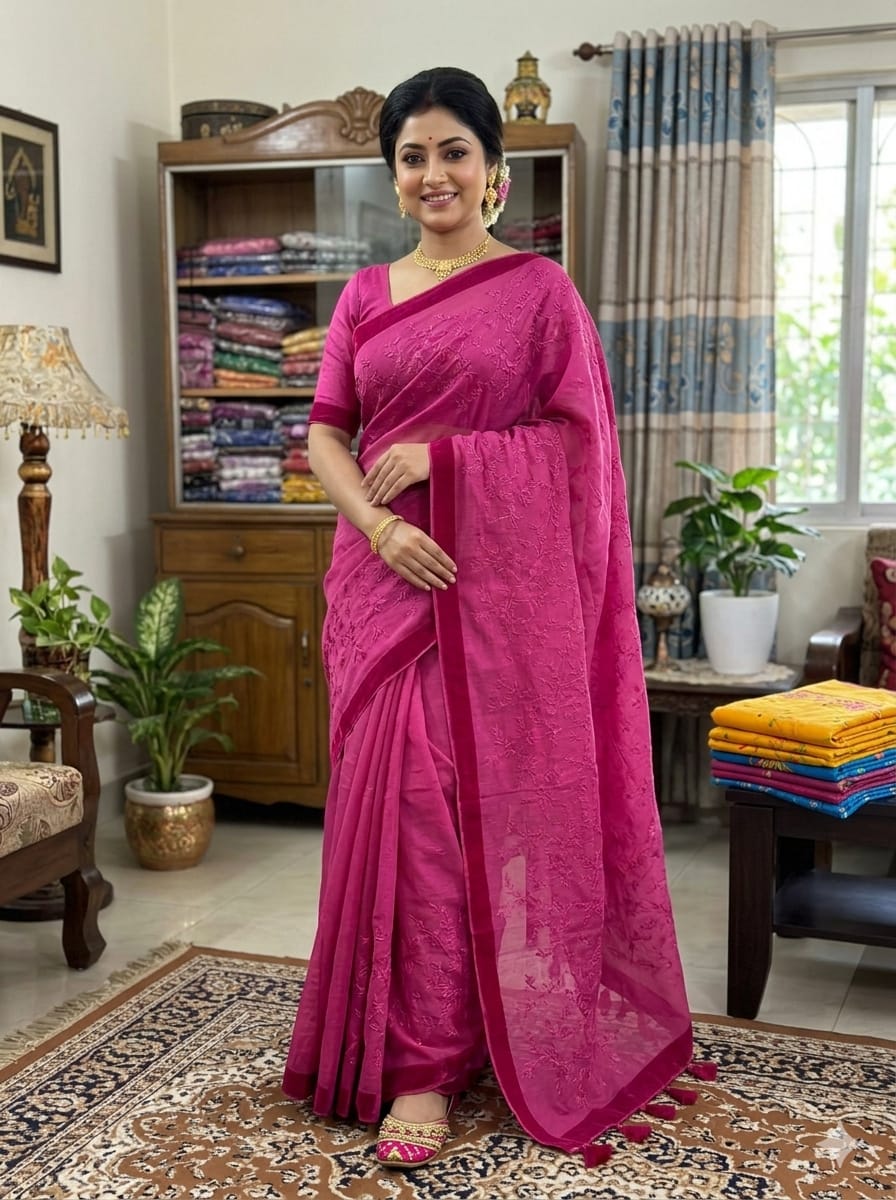 1772622424_L_1.jpeg Embroidery Premium Half Silk Sharee - Image 1