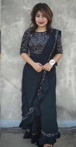 Readymade Sharee With Blouse Piece - Image 4